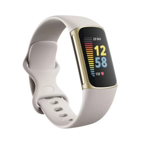Fitbit Charge 5 Fitness Tracker Lunar White-Soft Gold Stainless Steel